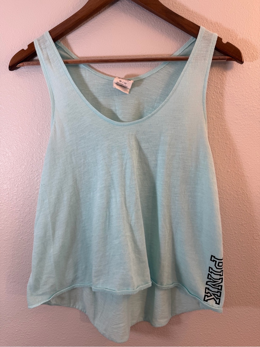 PINK Victoria's Secret Mint/Light Blue Scoop Neck Tank with Side Logo